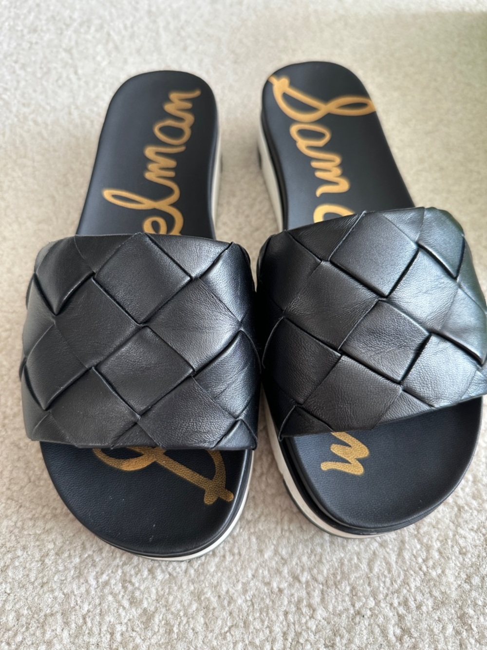 Sam Edelman Black Woven Slide Mules
